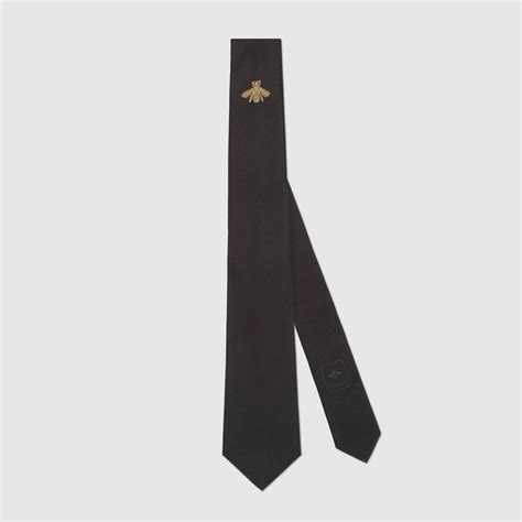 gucci bee embroidered silk tie|gucci bee brooch.